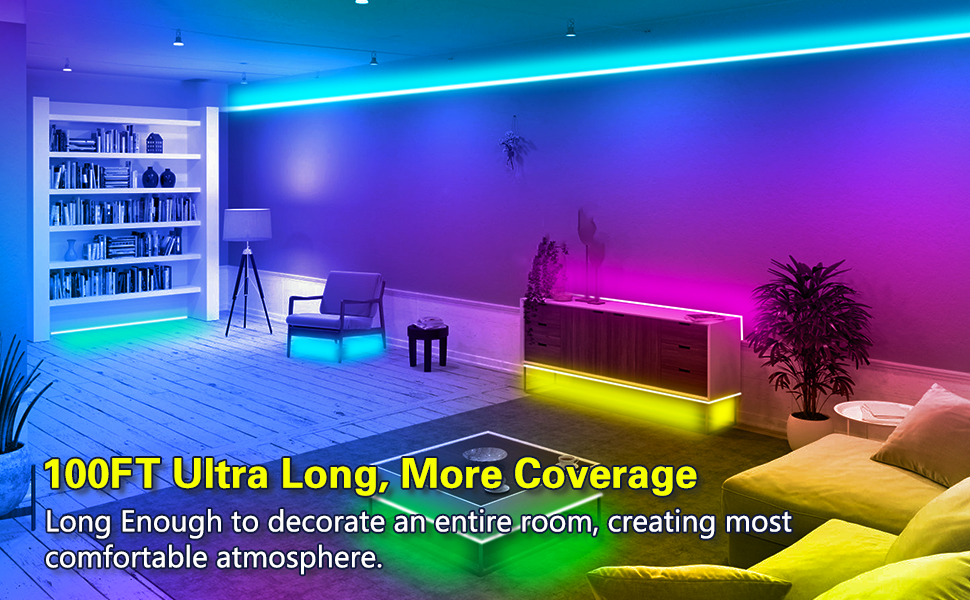100ft Smart RGB LED Strip Lights