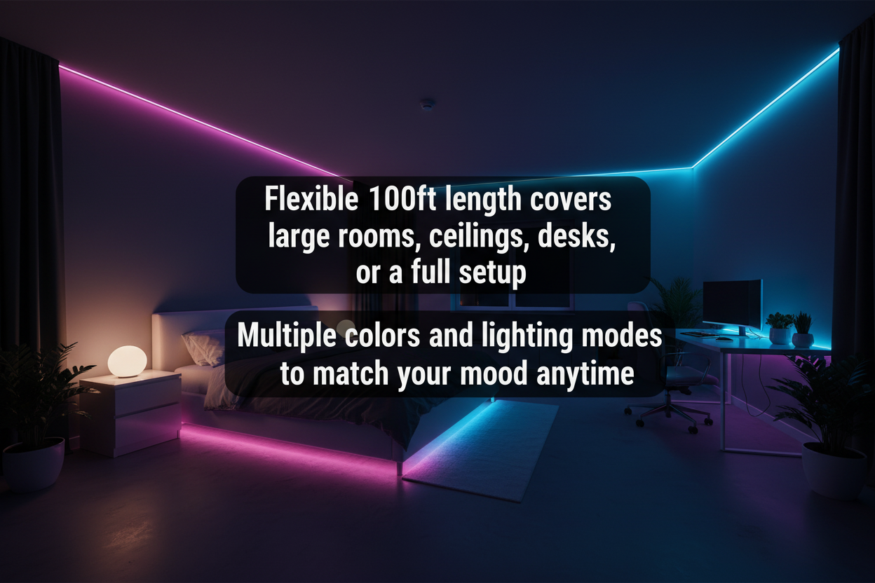 100ft Smart RGB LED Strip Lights